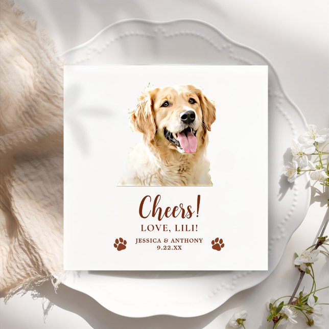 Golden Retriever Dog Personalized Cheers Napkins (Creator Uploaded)