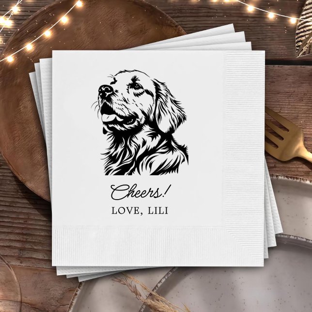 Golden Retriever Dog Personalized Cheers Napkins (Creator Uploaded)
