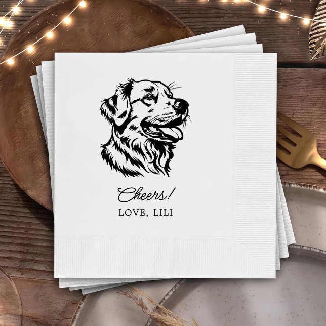 Golden Retriever Dog Personalized Cheers Napkins (Creator Uploaded)