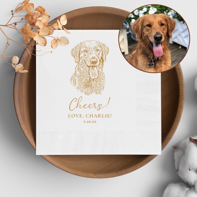 Golden Retriever Dog Personalized Cheers Napkins (Creator Uploaded)