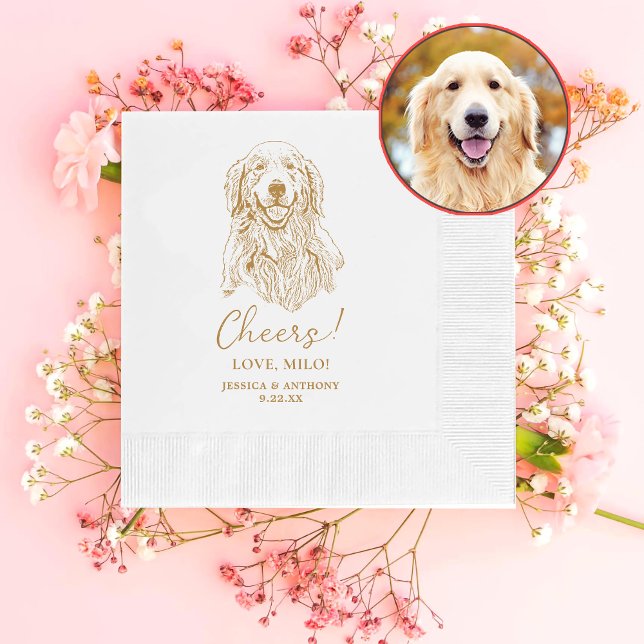 Golden Retriever Dog Personalized Cheers Napkins (Creator Uploaded)