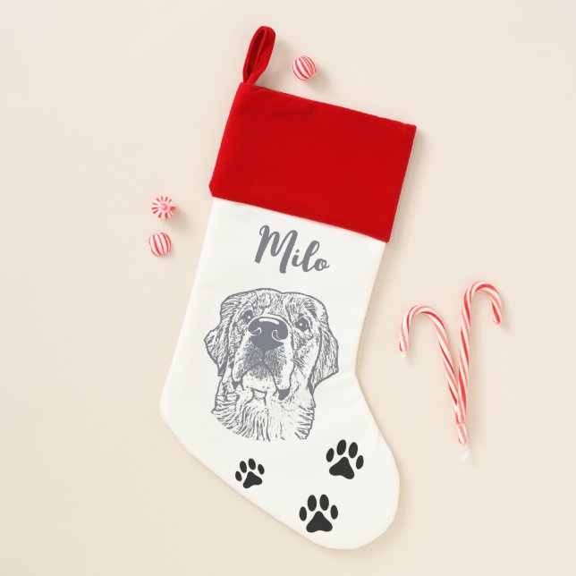Golden Retriever Dog Personalized Christmas Stocking (Front)