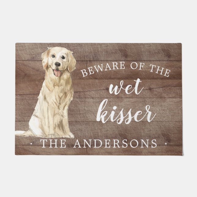 Golden Retriever Dog Personalized Door Mat (Front)