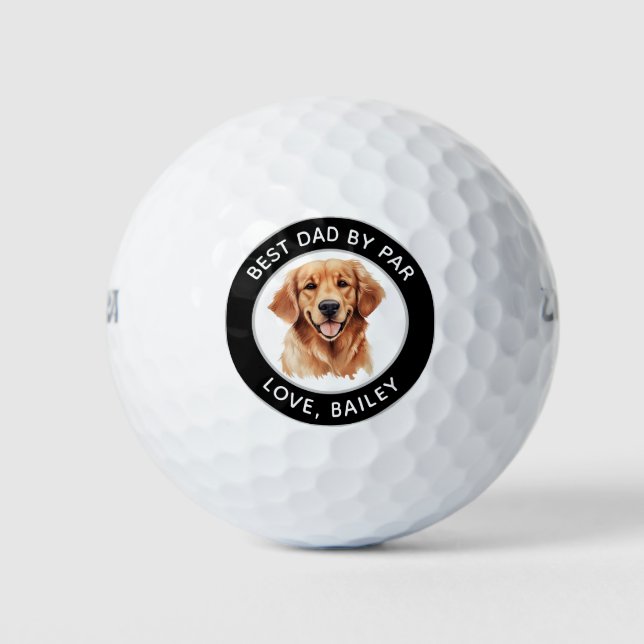 Golden Retriever Dog Personalized Drawing Golf Balls (Front)
