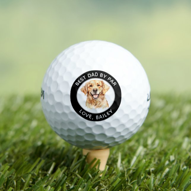Golden Retriever Dog Personalized Drawing Golf Balls (Insitu Tee)