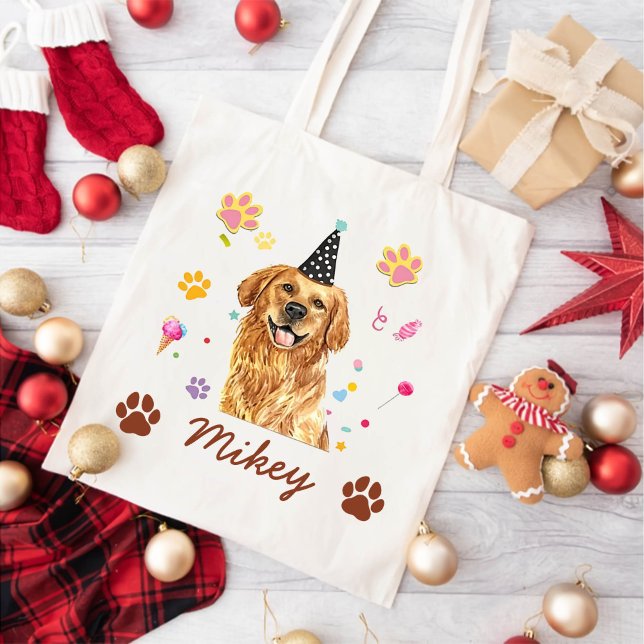 Golden Retriever Dog Personalized Drawing Tote Bag (Creator Uploaded)