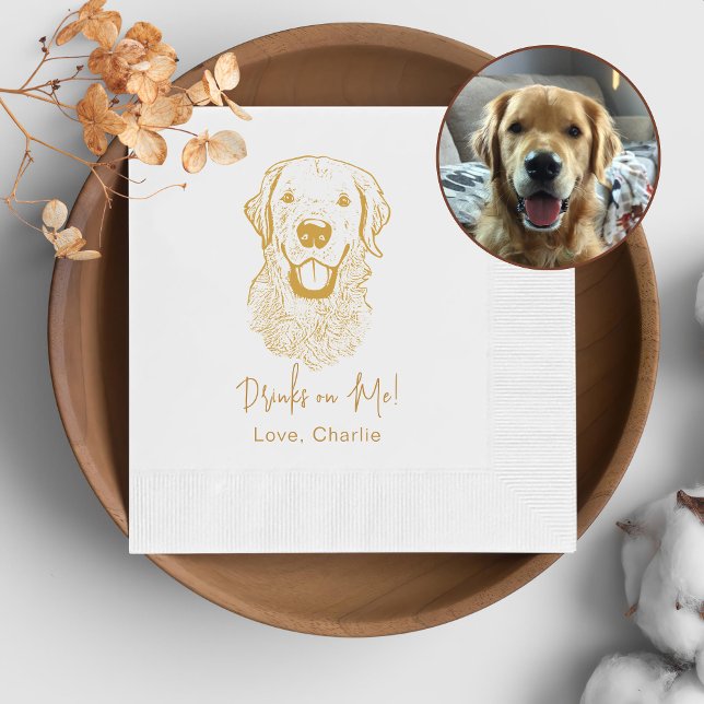 Golden Retriever Dog Personalized Drink On Me Napkins (Creator Uploaded)