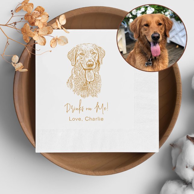 Golden Retriever Dog Personalized Drink On Me Napkins (Creator Uploaded)