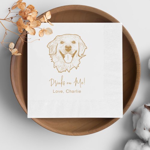 Golden Retriever Dog Personalized Drink On Me Napkins