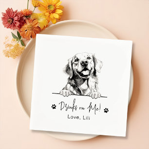 Golden Retriever Dog Personalized Drinks On Me Napkins