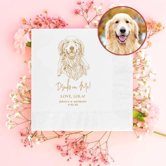 Golden Retriever Dog Personalized Drinks on Me Napkins