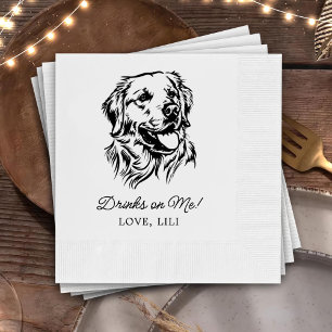 Golden Retriever Dog Personalized Drinks On Me Napkins