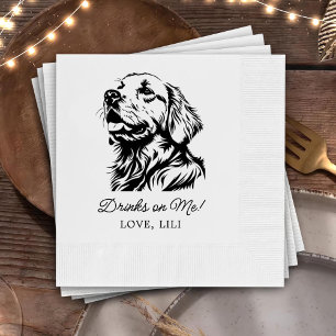 Golden Retriever Dog Personalized Drinks On Me Napkins