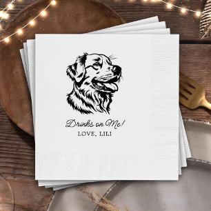Golden Retriever Dog Personalized Drinks On Me Napkins