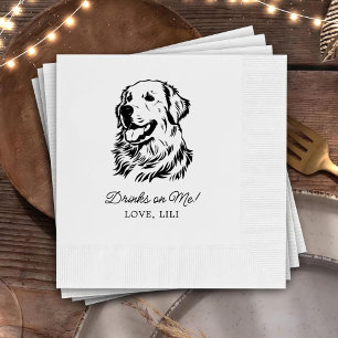 Golden Retriever Dog Personalized Drinks On Me Napkins