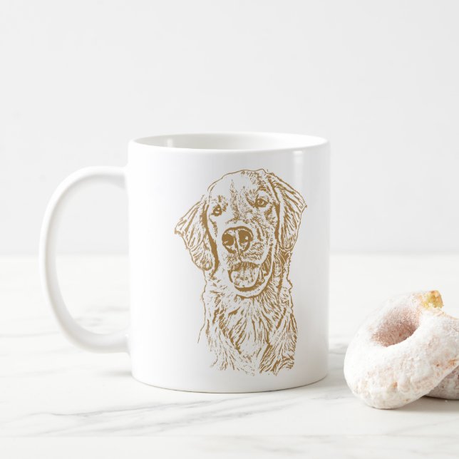 Golden Retriever Dog Personalized Hand Drawing Coffee Mug (With Donut)