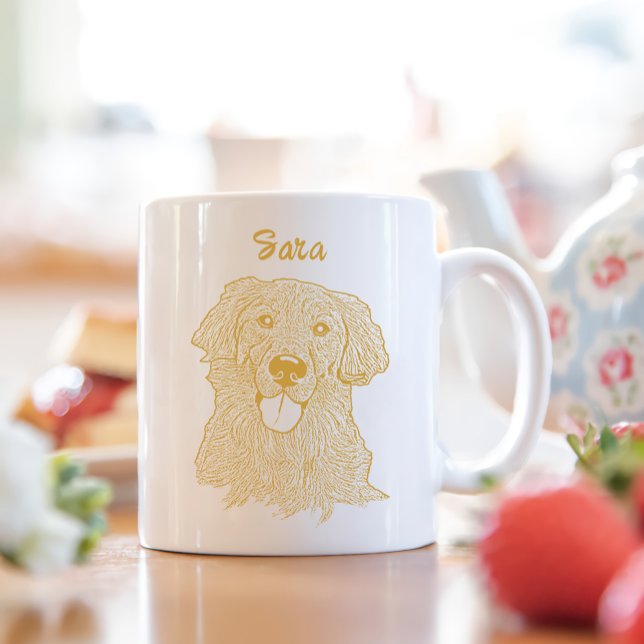 Golden Retriever Dog Personalized Hand Drawing Coffee Mug (Creator Uploaded)