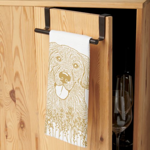 Golden Retriever Dog Personalized Hand Drawing Kitchen Towel