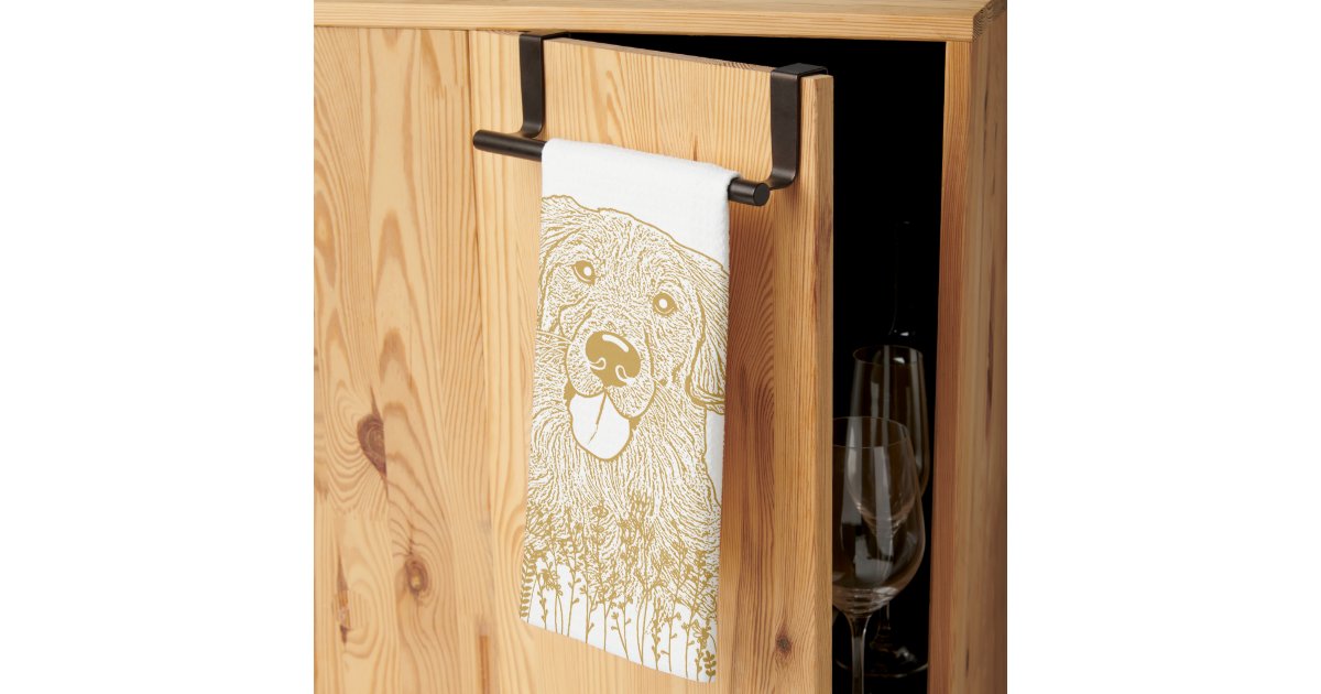 Kitchen Towel Absorbent Dish Towels Winter Christmas Santa Golden Retriever  Dog 1 Pack Soft Reusable Hand Towel Washing Cloths, Quick Drying Hanging