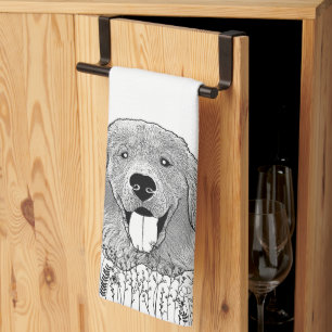 Golden Retriever Dog Personalized Hand Drawing Kitchen Towel