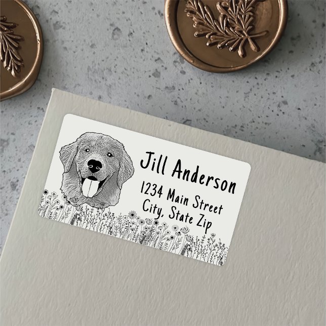 Golden Retriever Dog Personalized Hand Drawing Label (Creator Uploaded)