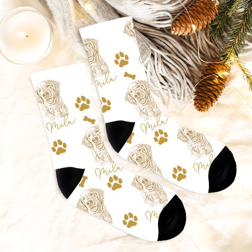 Golden Retriever Dog Personalized  Hand Drawing Socks