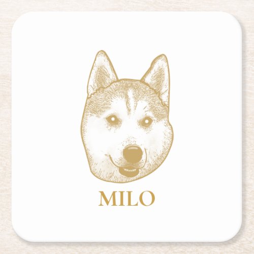 Golden Retriever Dog personalized Hand Drawing Square Paper Coaster