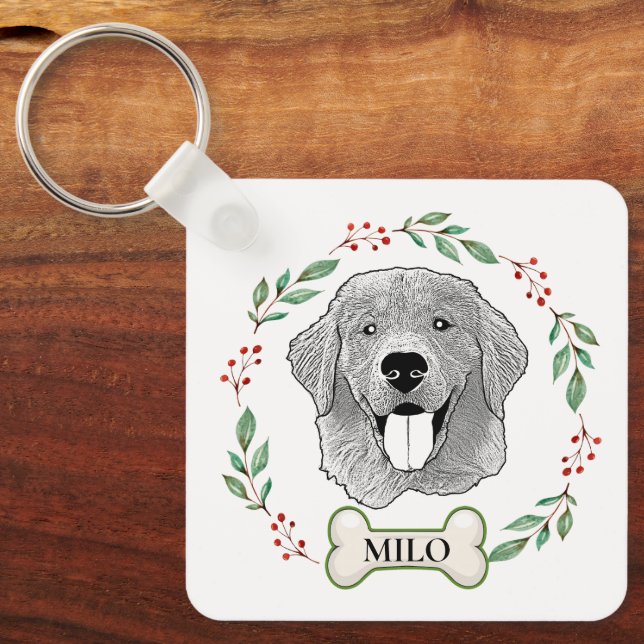Golden Retriever Dog Personalized Keychain (Front)