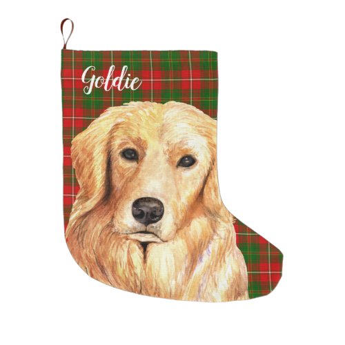 Golden Retriever Dog Personalized Large Christmas Stocking