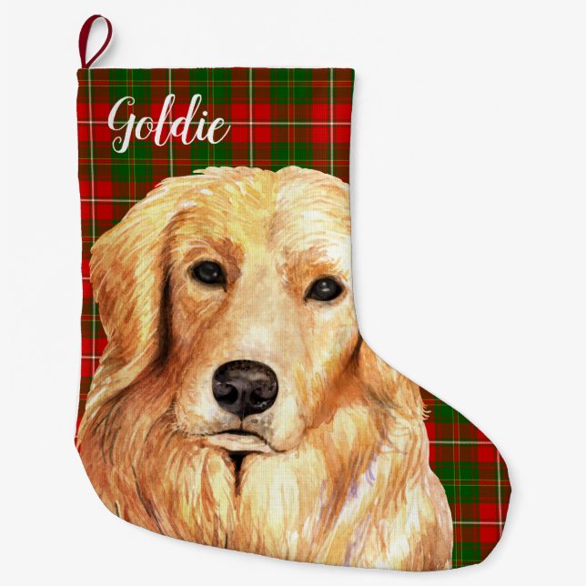 Golden Retriever Dog Personalized Large Christmas Stocking (Front)