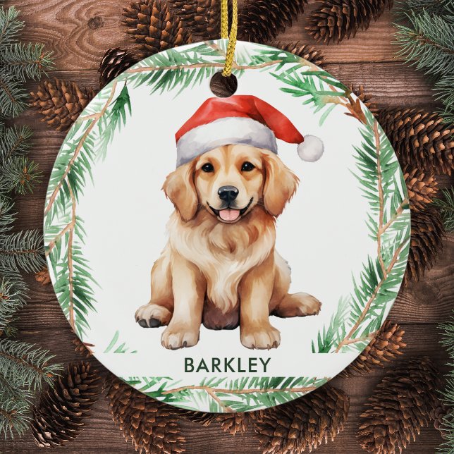 Golden Retriever Dog Personalized Pet Holiday Ceramic Ornament (Creator Uploaded)