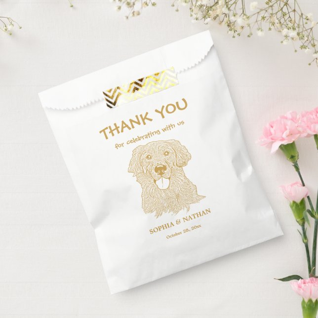 Golden Retriever Dog Personalized Thank You Favor Bag (Sealed)