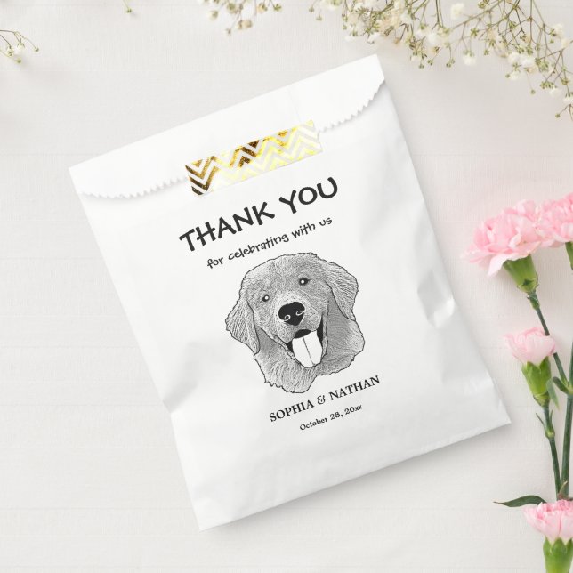 Golden Retriever Dog Personalized Thank You Favor Bag (Sealed)