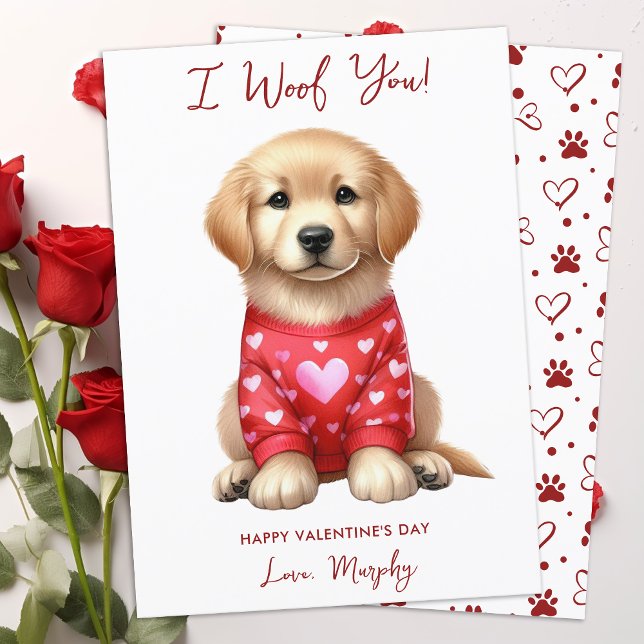 Golden Retriever Dog Personalized Valentines Day Holiday Card (Creator Uploaded)