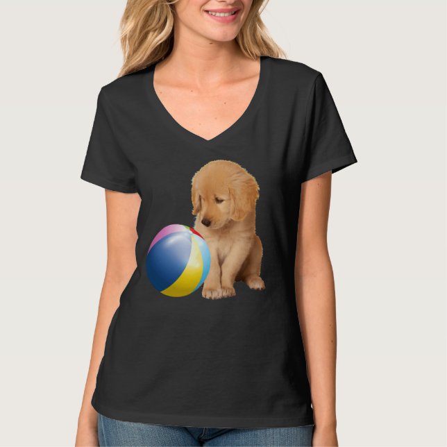 Golden Retriever Dog Pet And Ball Labrador Puppy T-Shirt (Front)