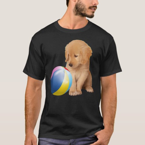 Golden Retriever Dog Pet And Ball Labrador Puppy T_Shirt