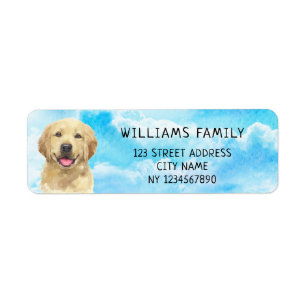 Golden Retriever Dog Pet Animal Watercolor Address Label