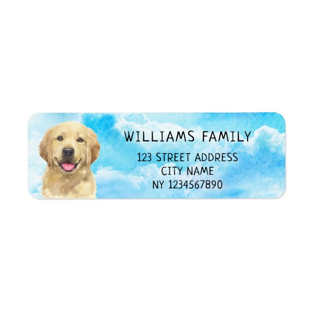 Golden Retriever Dog Pet Animal Watercolor Address Label (Front)