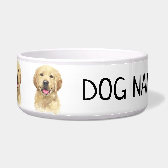 Golden Retriever Dog Pet Animal Watercolor Bowl (Front)