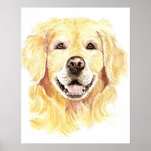 Golden Retriever Dog Pet Animal watercolor Poster