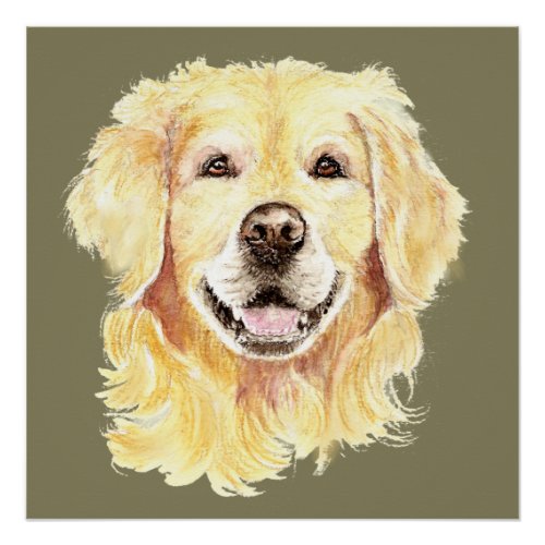 Golden Retriever Dog Pet Animal watercolor Poster