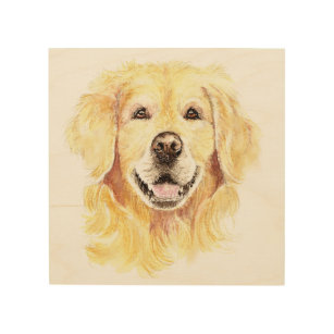 Golden Retriever Dog Pet Animal watercolor Wood Wall Art