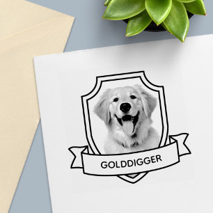 Golden Retriever Dog Pet Photo Shield Ribbon Self-inking Stamp