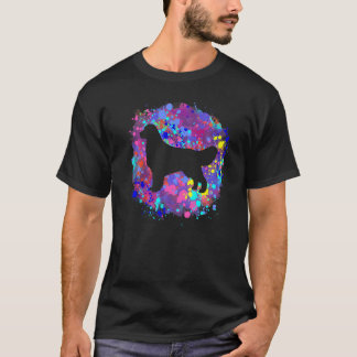 Golden Retriever Dog Pet Pink Watercolor Splatter  T-Shirt
