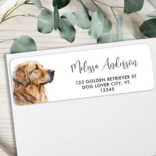 Golden Retriever Dog Pet Watercolor Return Address Label