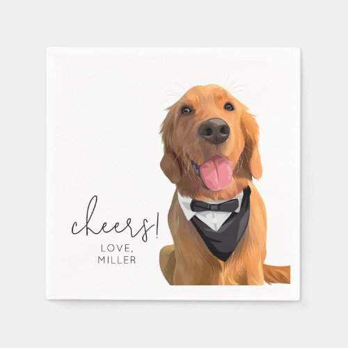 Golden Retriever Dog Pet Wedding Beverage Napkin