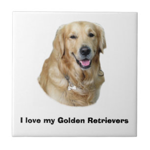 Golden Retriever dog photo portrait Ceramic Tile