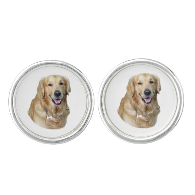 Golden Retriever dog photo portrait Cufflinks (Front)