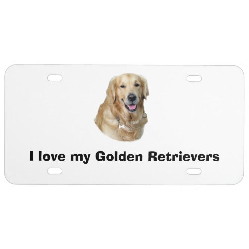 Golden Retriever dog photo portrait License Plate