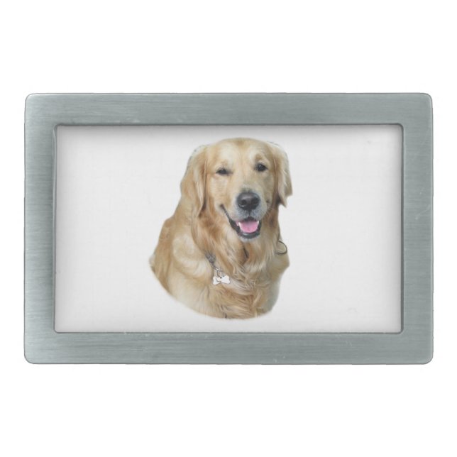 Golden Retriever dog photo portrait Rectangular Belt Buckle (Front)